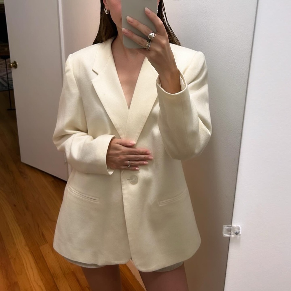 Vintage Sag Harbor Cream Oversized Blazer